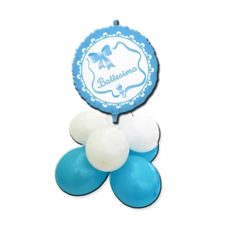 CENTROTAVOLA PALLONCINI IL MIO BATTESIMO SONAGLIO CELESTE COMPOSIZIONE FAI DA TE 