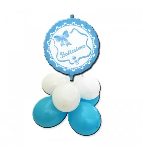 CENTROTAVOLA PALLONCINI IL MIO BATTESIMO SONAGLIO CELESTE COMPOSIZIONE FAI DA TE 