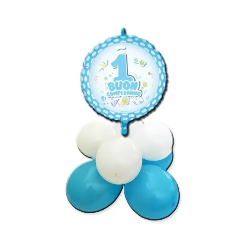 CENTROTAVOLA PALLONCINI BUON PRIMO COMPLEANNO POIS CELESTE