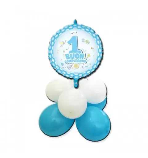 CENTROTAVOLA PALLONCINI BUON PRIMO COMPLEANNO POIS CELESTE