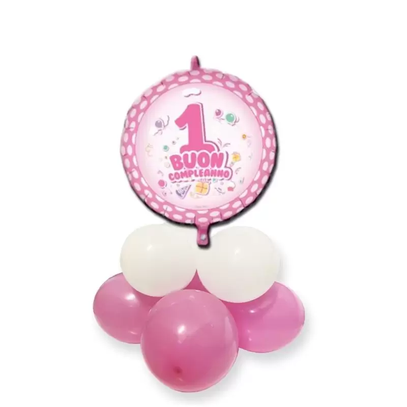 CENTROTAVOLA PALLONCINI 1 ANNO BUON PRIMO COMPLEANNO POIS ROSA FAI DA TE