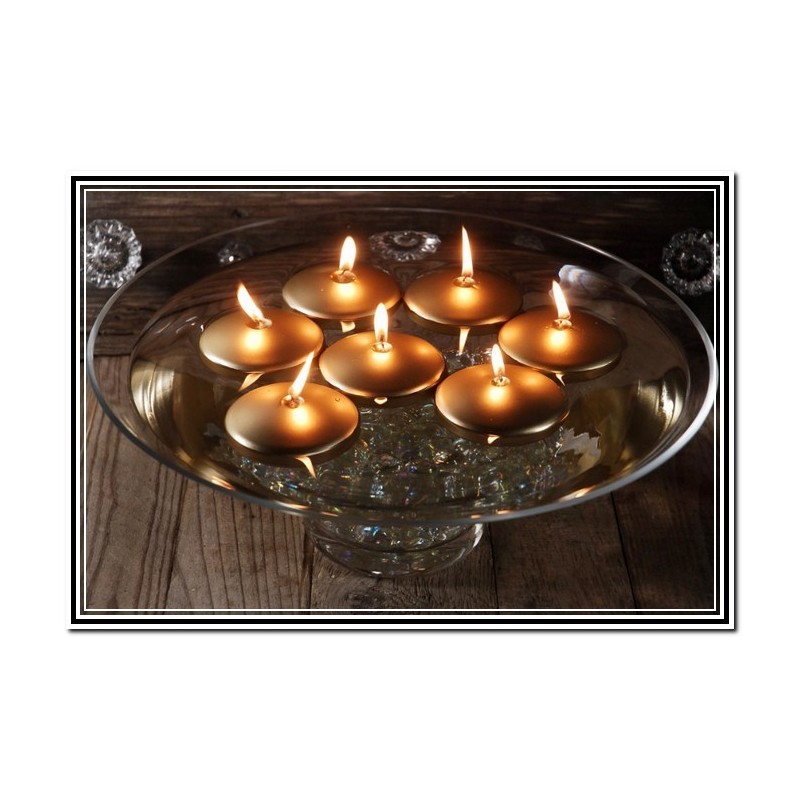 50 Candele Galleggianti Oro - Per Matrimoni, Cerimonie, Natale - Diametro 4 Cm, 2 Ore