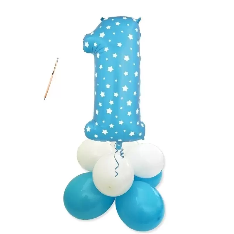 IRPot - CENTROTAVOLA PALLONCINI 1 ANNO CELESTE CON STELLE KIT FAI DA TE