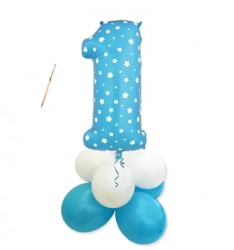 IRPot - CENTROTAVOLA PALLONCINI 1 ANNO CELESTE CON STELLE KIT FAI DA TE