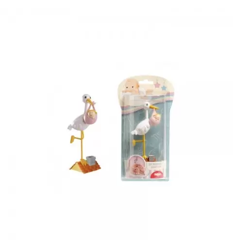 TOPPER DECORAZIONE TORTA CICOGNA CON FAGOTTINO ROSA 307000/54009