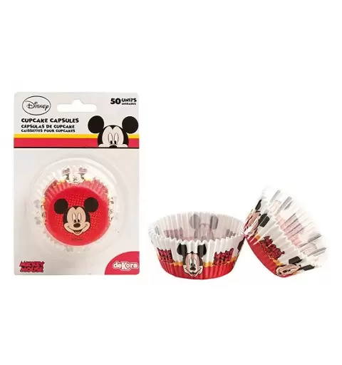 SET CUPCAKE TOPOLINO MICKEY MOUSE ALZATINA + TOVAGLIA + 50 PIROTTINI