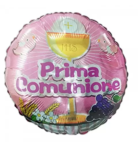 PALLONCINO FOIL PRIMA COMUNIONE ROSA CALICE 982939-01
