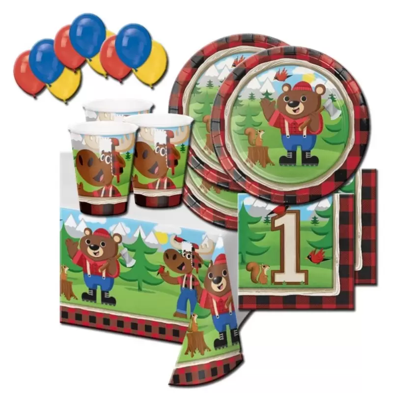 LUM BEAR JACK ORSETTO BOSCAIOLO COORDINATO PRIMO COMPLEANNO KIT N 4