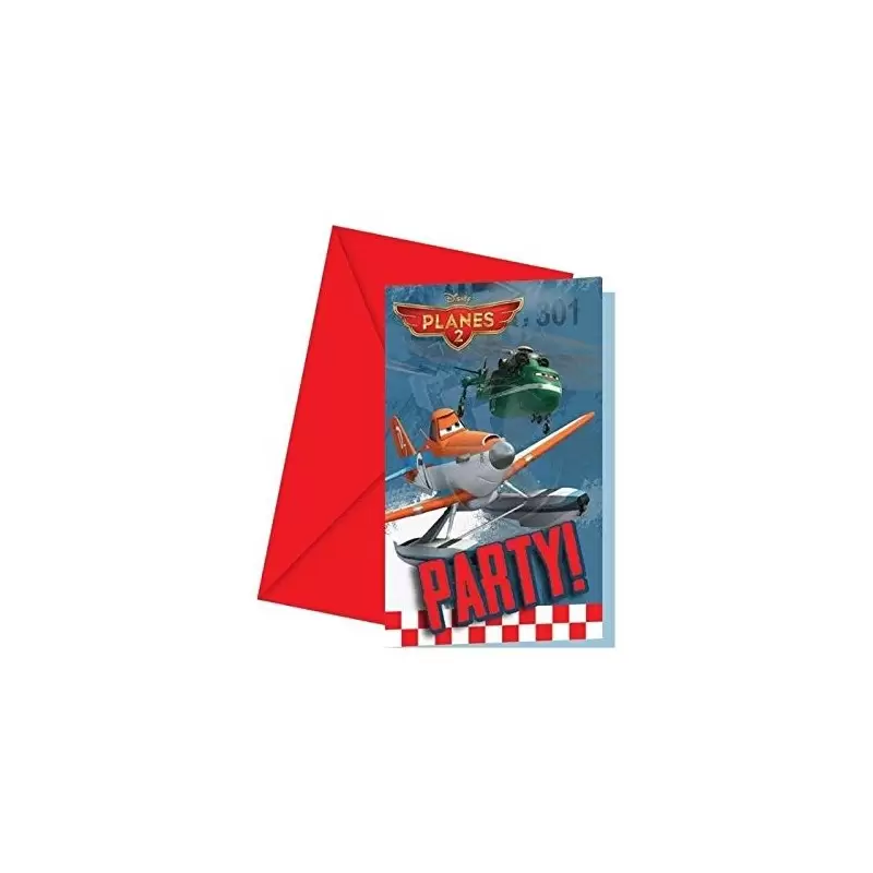 INVITI COMPLEANNO PLANES CON BUSTINA 6 PZ