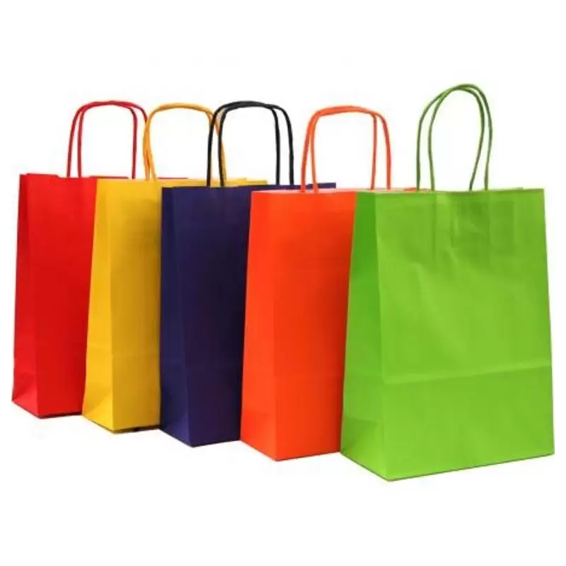 SACCHETTI SHOPPER IN CARTA COLORATA MANIGLIA RITORTA 14+8,5x21,5 CM  25 pz