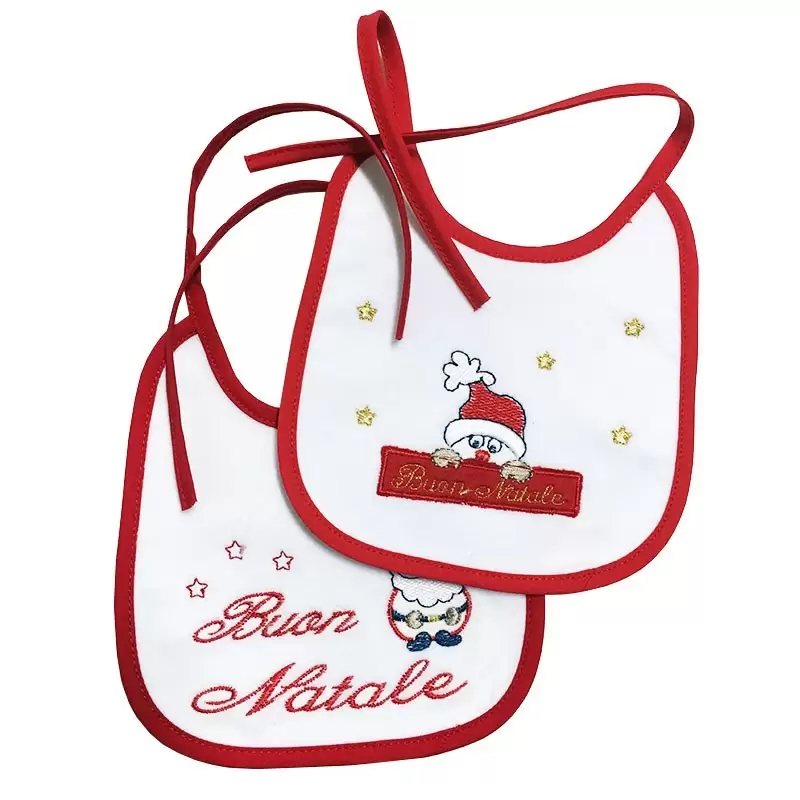BAVETTE NATALIZIE PER NEONATO " BUON NATALE " 2 PZ 1253/30-28