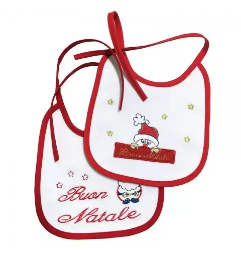 BAVETTE NATALIZIE PER NEONATO " BUON NATALE " 2 PZ 1253/30-28