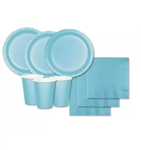 KIT N 2 - COORDINATO TAVOLA PASTEL BLUE TINTA UNITA