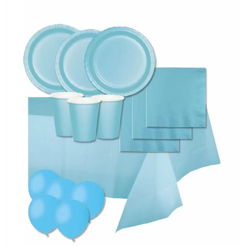 KIT N 8 - ADDOBBI FESTA TINTA UNITA PASTEL BLUE CELESTE