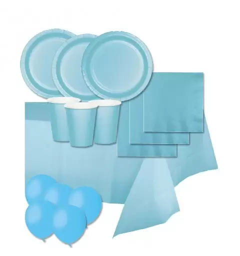 KIT N 8 - ADDOBBI FESTA TINTA UNITA PASTEL BLUE CELESTE