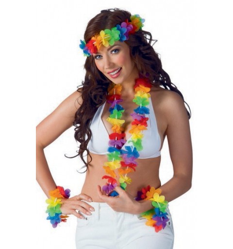 BESTOYARD Costume Hawaiano Set per Donne Hawaiani Collana Fascia per Capelli Reggiseno Copricapo Braccialetti per Hawaiani Partito 6 pezzi 40cm Gonna rosa 