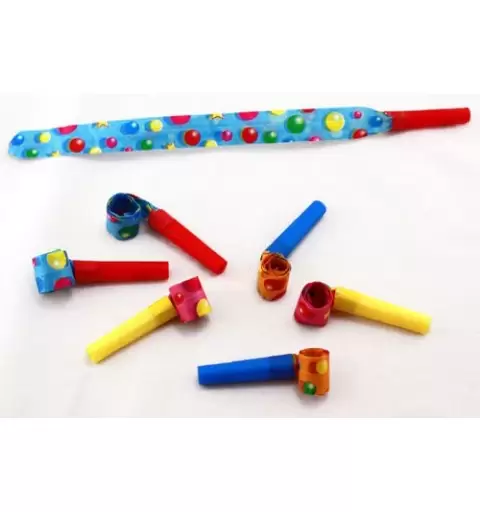 12 CORONCINE DI CARTA COLORATE + 12 TROMBETTE SONORE GADGET COMPLEANNO