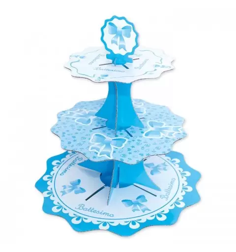 ALZATINA ESPOSITORE CUPCAKE BATTESIMO SONAGLIO CELESTE 42903