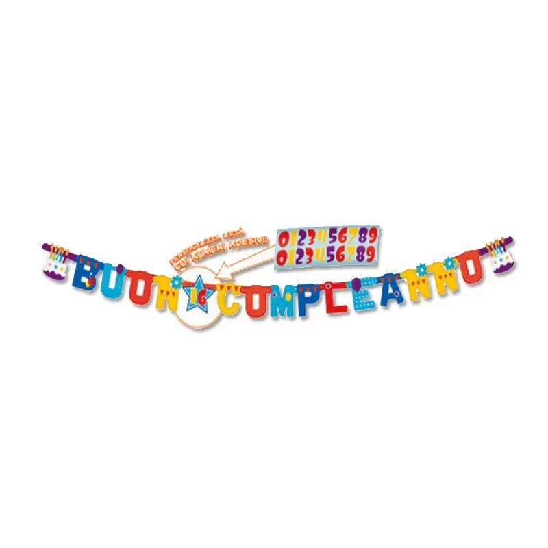 GHIRLANDA PERSONALIZZABILE BUON COMPLEANNO XL C/ADESIVI 5IT29051