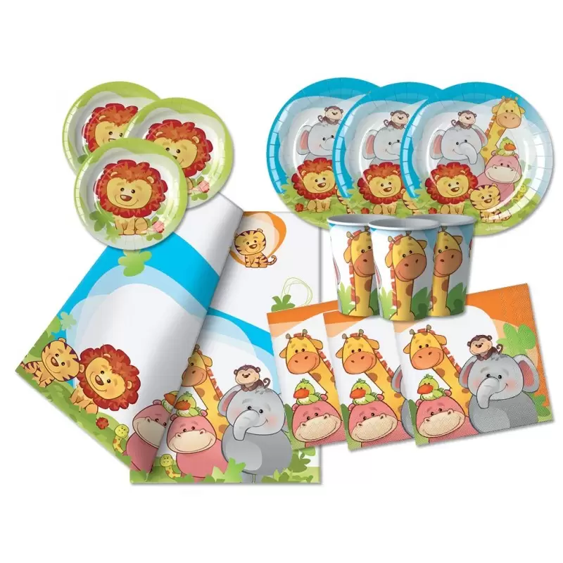 KIT N 42 - COORDINATO TAVOLA JUNGLE ANIMALI DELLA GIUNGLA
