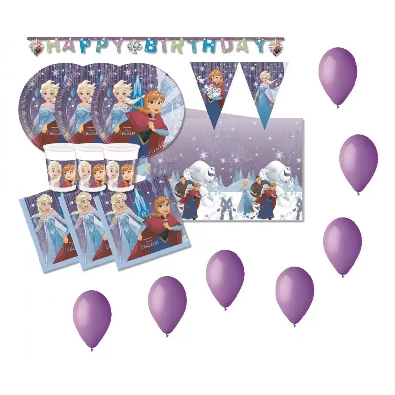 KIT N.27 PRINCIPESSA FROZEN REGNO DI GHIACCIO COMPLETO CON PALLONCINI 