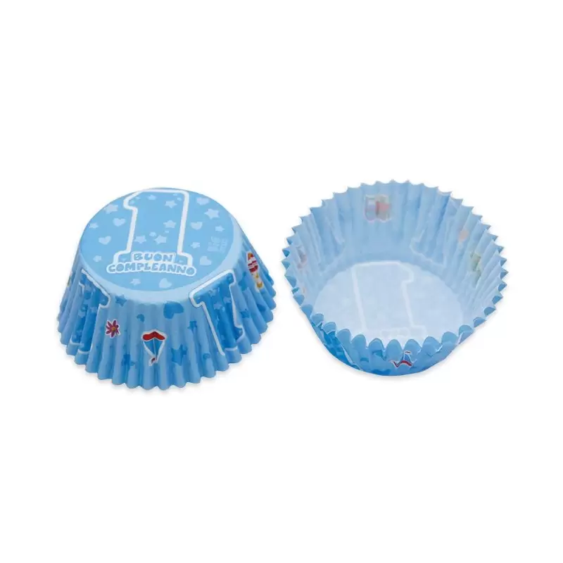 PIROTTINI PER MUFFIN -  BUON COMPLEANNO 1 ANNO ONE LIGHT BLUE 42926