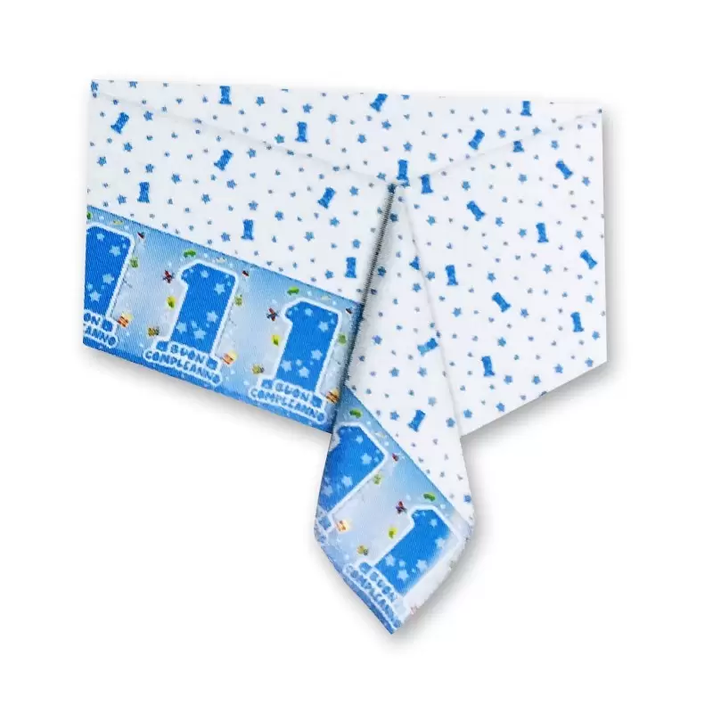 SET CUPCAKE 1 ANNO ONE LIGHT BLUE ALZATINA + TOVAGLIA + 48 PIROTTINI