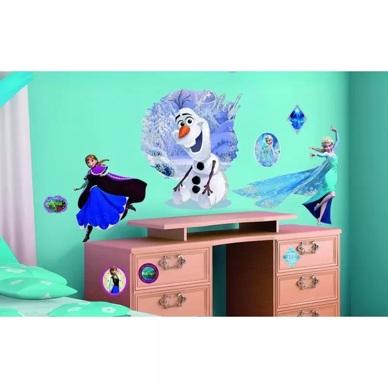 STICKERS DECORAZIONE MURALE FROZEN DISNEY ANNA ELSA 2 FOGLI A3 WDYS30