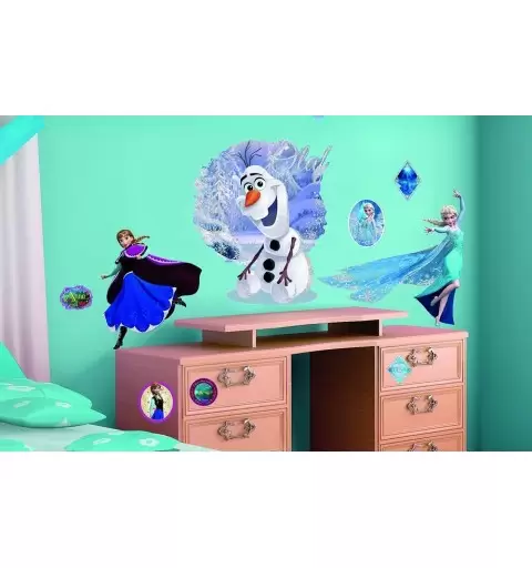 STICKERS DECORAZIONE MURALE FROZEN DISNEY ANNA ELSA 2 FOGLI A3 WDYS30