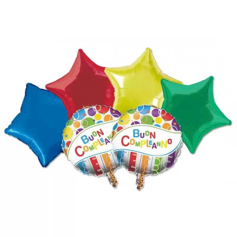 BOUQUET PALLONCINI FOIL N 7 BUON COMPLEANNO