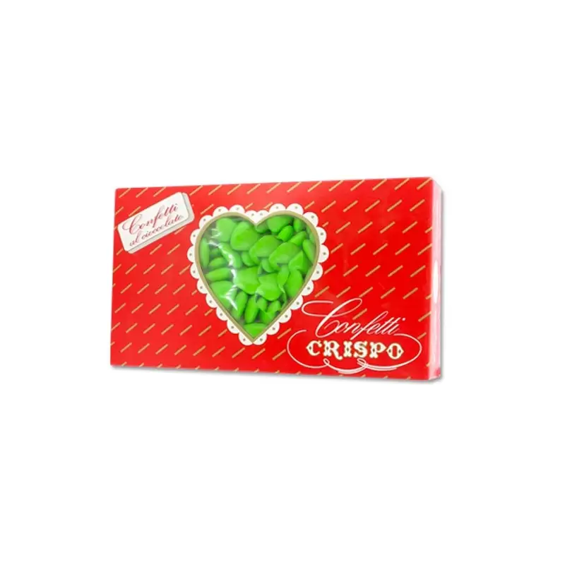 CRISPO CONFETTI AMORINI VERDI CUORI AL CIOCCOLATO FONDENTE
