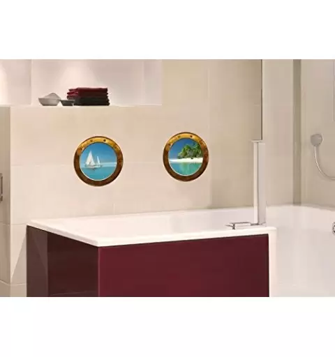 STICKERS OBLO 2 FOGLI WALLDEC223 PESCI ACQUARIO