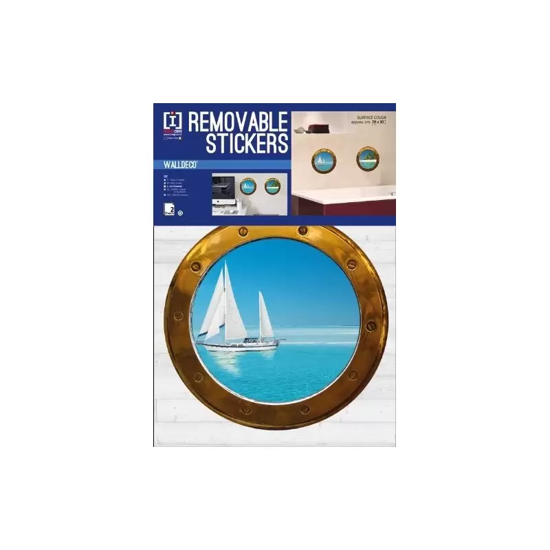 STICKERS OBLO 2 FOGLI WALLDEC223 PESCI ACQUARIO