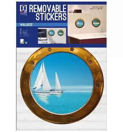 STICKERS OBLO 2 FOGLI WALLDEC223 PESCI ACQUARIO
