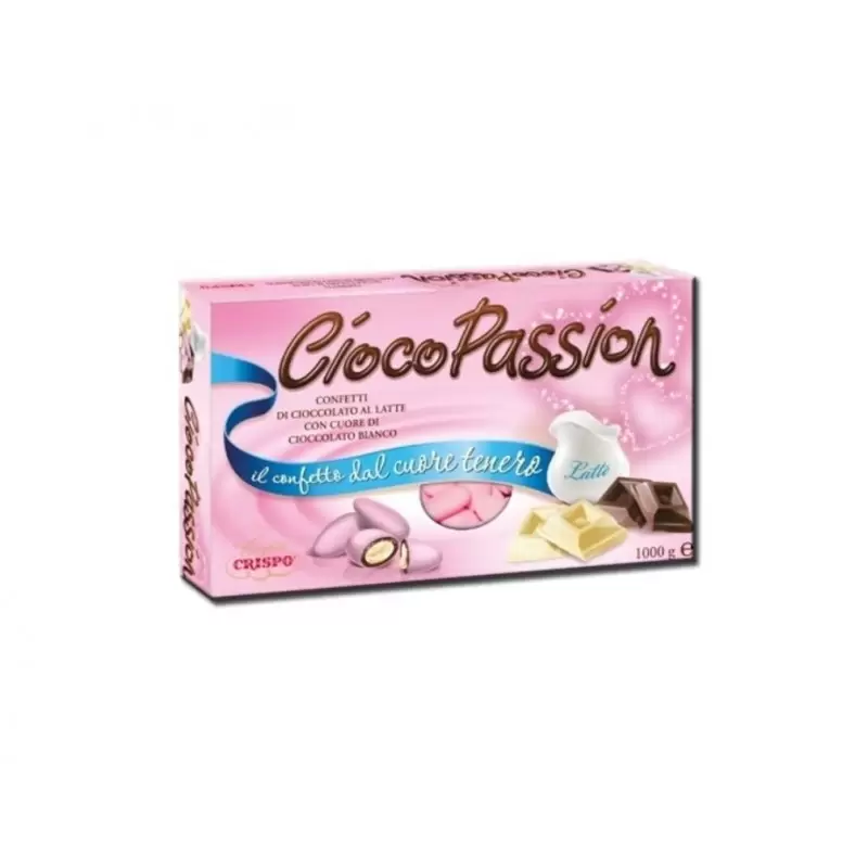 CRISPO CIOCOPASSION CONFETTI CIOCCOLATO AL LATTE ROSA 2 KG + 100 BIGLIETTINI BOMBONIERE