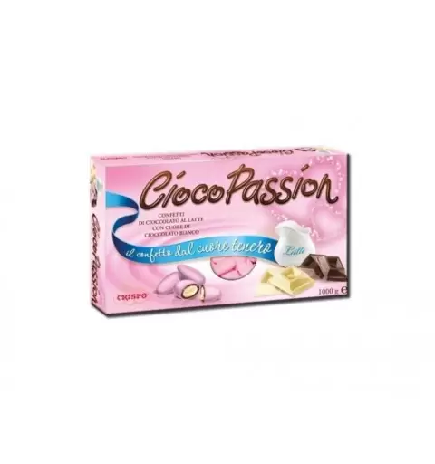 CRISPO CIOCOPASSION CONFETTI CIOCCOLATO AL LATTE ROSA 2 KG + 100 BIGLIETTINI BOMBONIERE