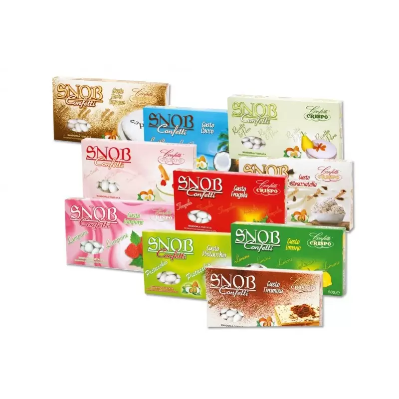 2,5 KG CONFETTI SNOB CRISPO GUSTI A SCELTA 5 CONFEZIONI DA 500 GR