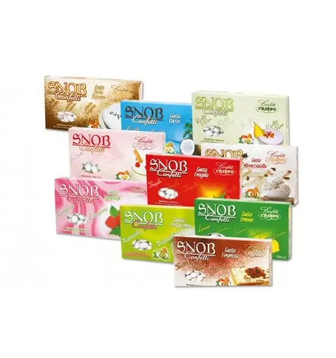 2,5 KG CONFETTI SNOB CRISPO GUSTI A SCELTA 5 CONFEZIONI DA 500 GR