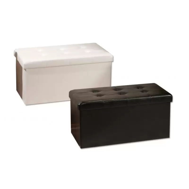 PANCA POUF PIEGHEVOLE IN ECO PELLE CONTENITORE ORGANIZER