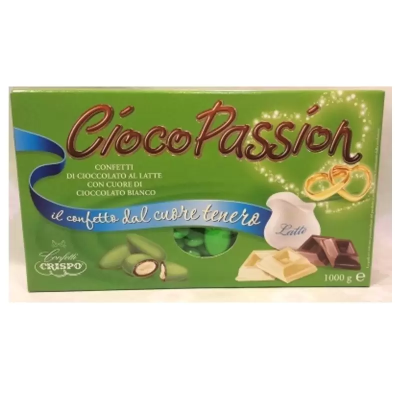 CONFETTI CRISPO CIOCOPASSION VERDI CIOCCOLATO BIANCO  A LATTE