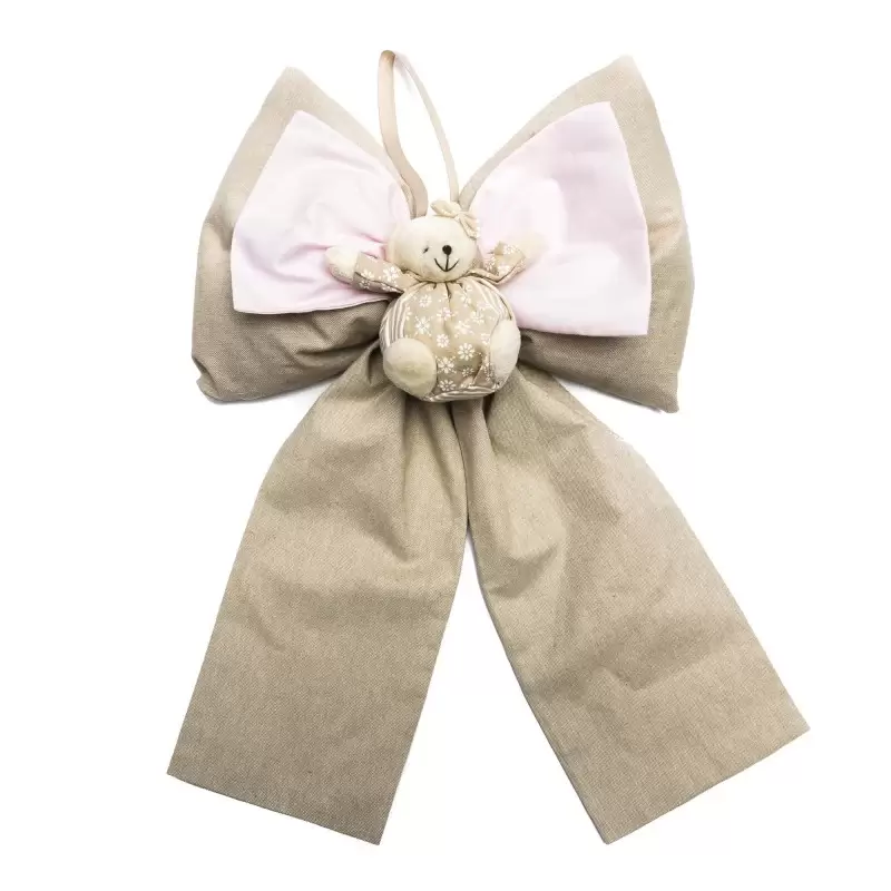 FIOCCO NASCITA BAMBINA ROSA PELUCHE ORSETTO