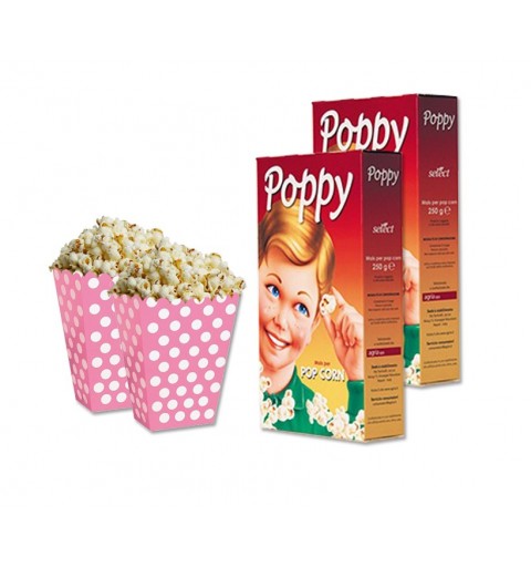 Box porta popcorn e caramelle Sweety Rosso con pois bianchi 6 Pz