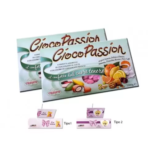 CRISPO CONFETTI CIOCOPASSION GUSTI ASSORTITI ROSA 2 KG + 100 BIGLIETTINI