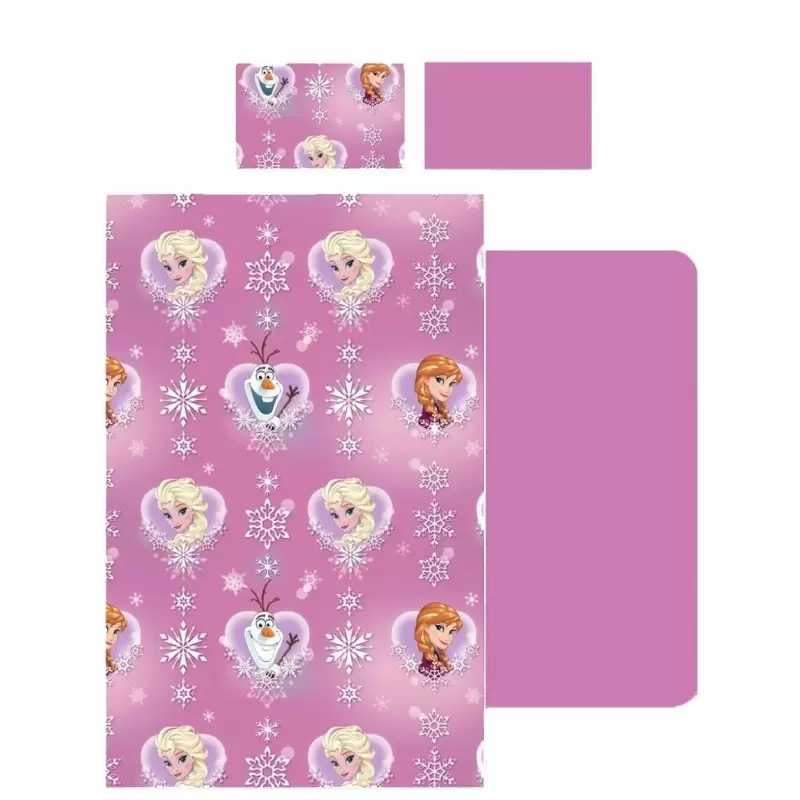 COMPLETO LETTO SINGOLO LENZUOLA DISNEY FROZEN ANNA ELSA ROSA FR-B8898-P PINK