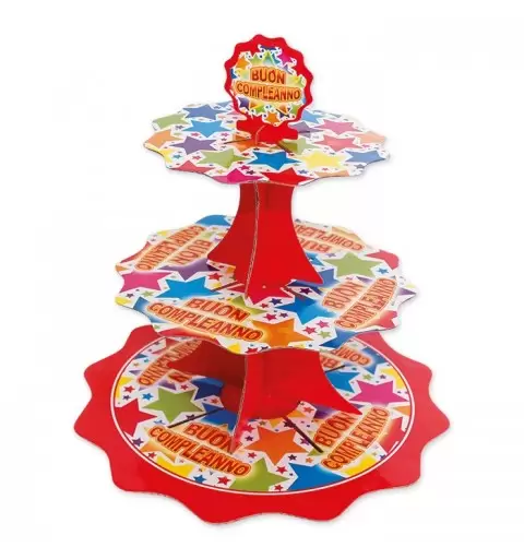 ALZATINA ESPOSITORE CUPCAKE BUON COMPLEANNO STARDUST 42908