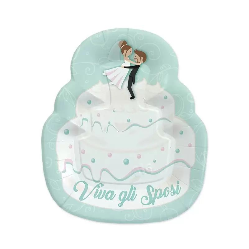 PIATTI TORTA NUZIALE VIVA GLI SPOSI 8 PZ