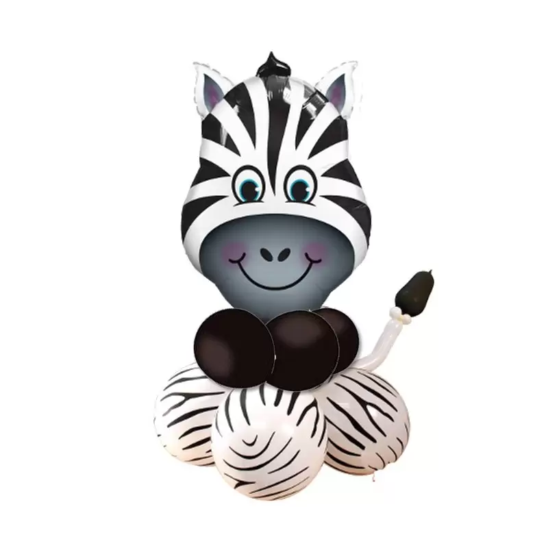 BOUQUET N 10 PALLONCINI " ZEBRA " COMPOSIZIONE CENTROTAVOLA