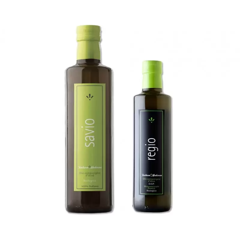 OLIO D'OLIVA EXTRAVERGINE BIOLOGICO REGIO D.O.P 250 ML + SAVIO 500 ML