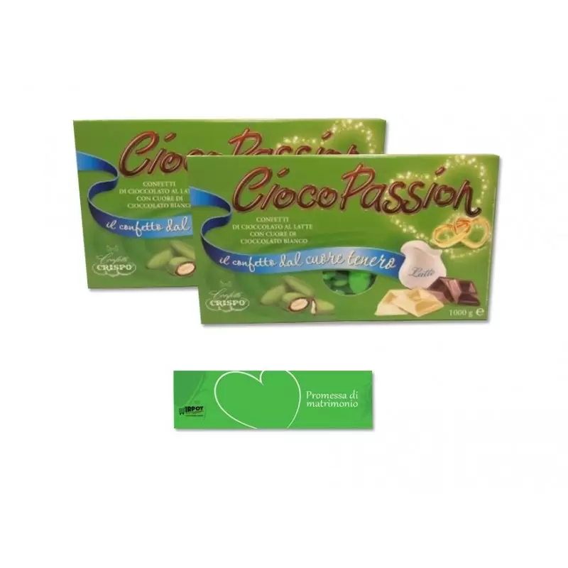 CRISPO CIOCOPASSION CONFETTI CIOCCOLATO AL LATTE VERDE 2 KG + 100 BIGLIETTINI