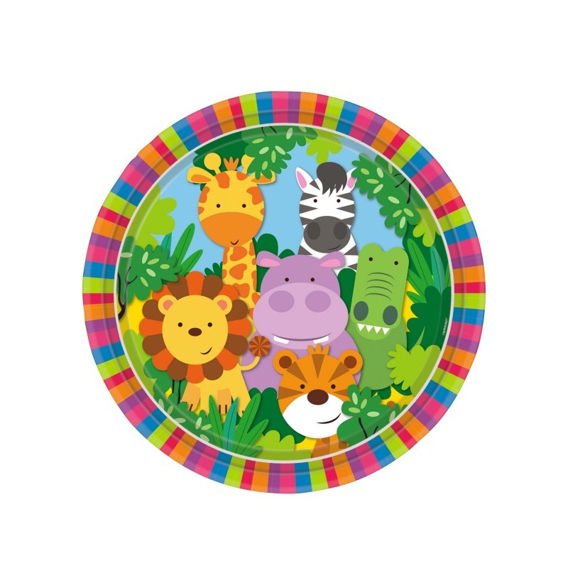 KIT N 3 COORDINATO COMPLEANNO BAMBINI WILD KINGDOM ANIMALETTI ANIMALI FORESTA